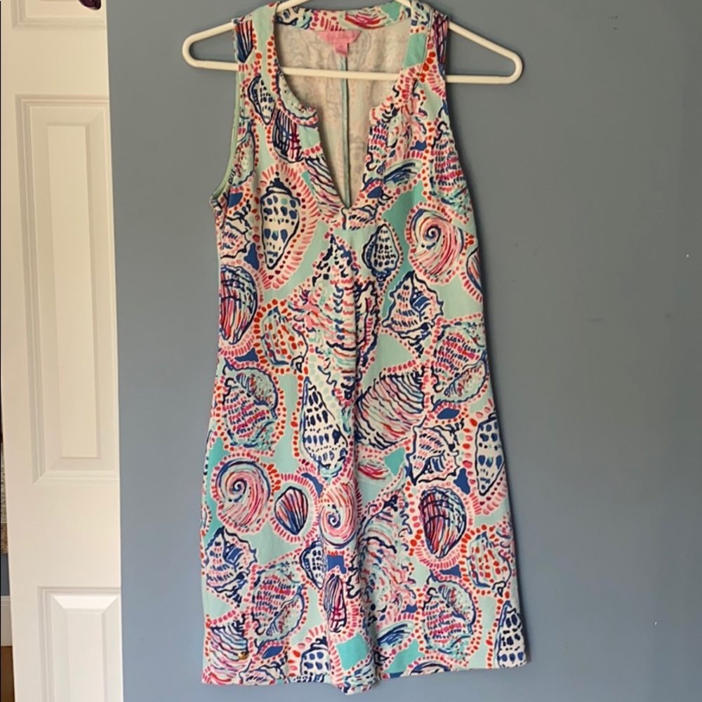 Lilly pulitzer XS dress blue pink seashell